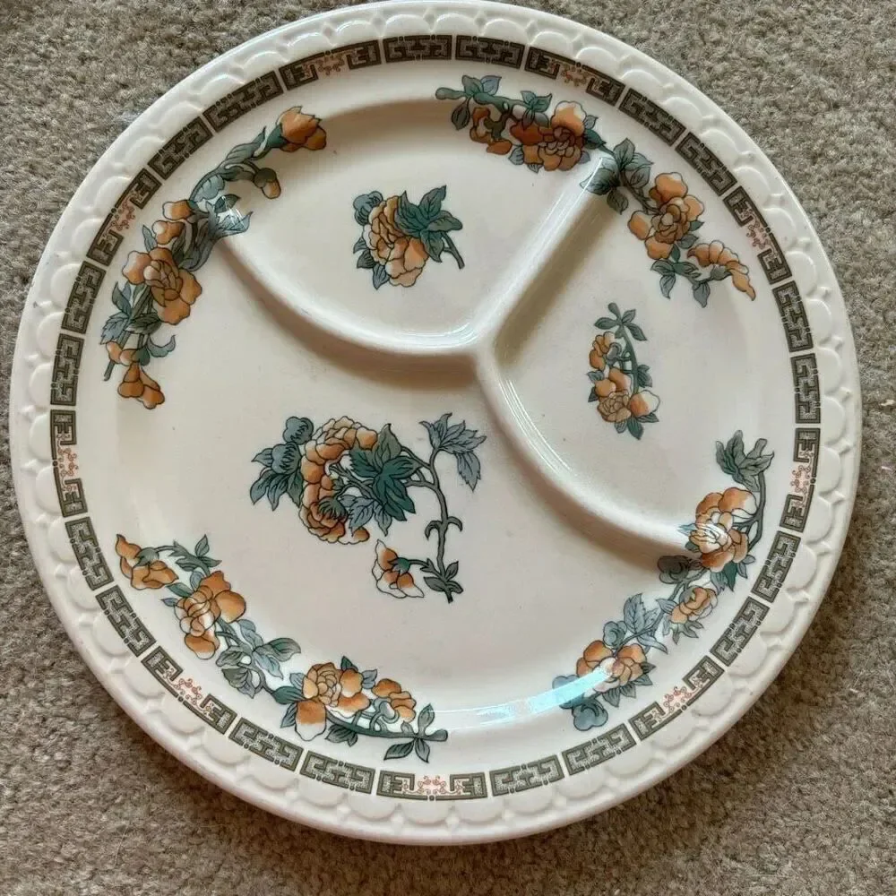 Syracuse China Econo Rim Floral Divided 9.5” Dinner Plate